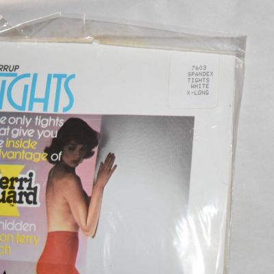 Vintage Terri Guard tights pantyhose seamless run-resist WHITE X-LONG